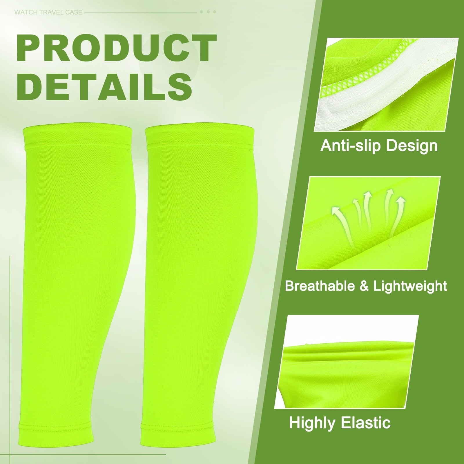 2Pair Sun Protection Leg Sleeves with Anti-slip Silicone Strips, Orange/Green