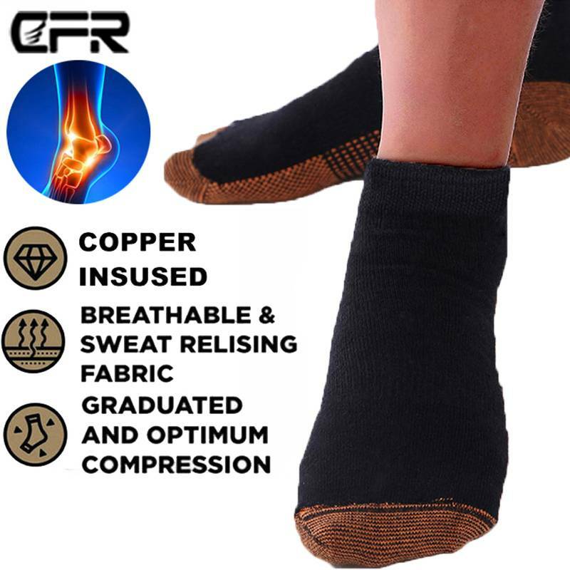 Copper Infused Compression Socks Planter Fasciitis Ankle Support Pain Relief US