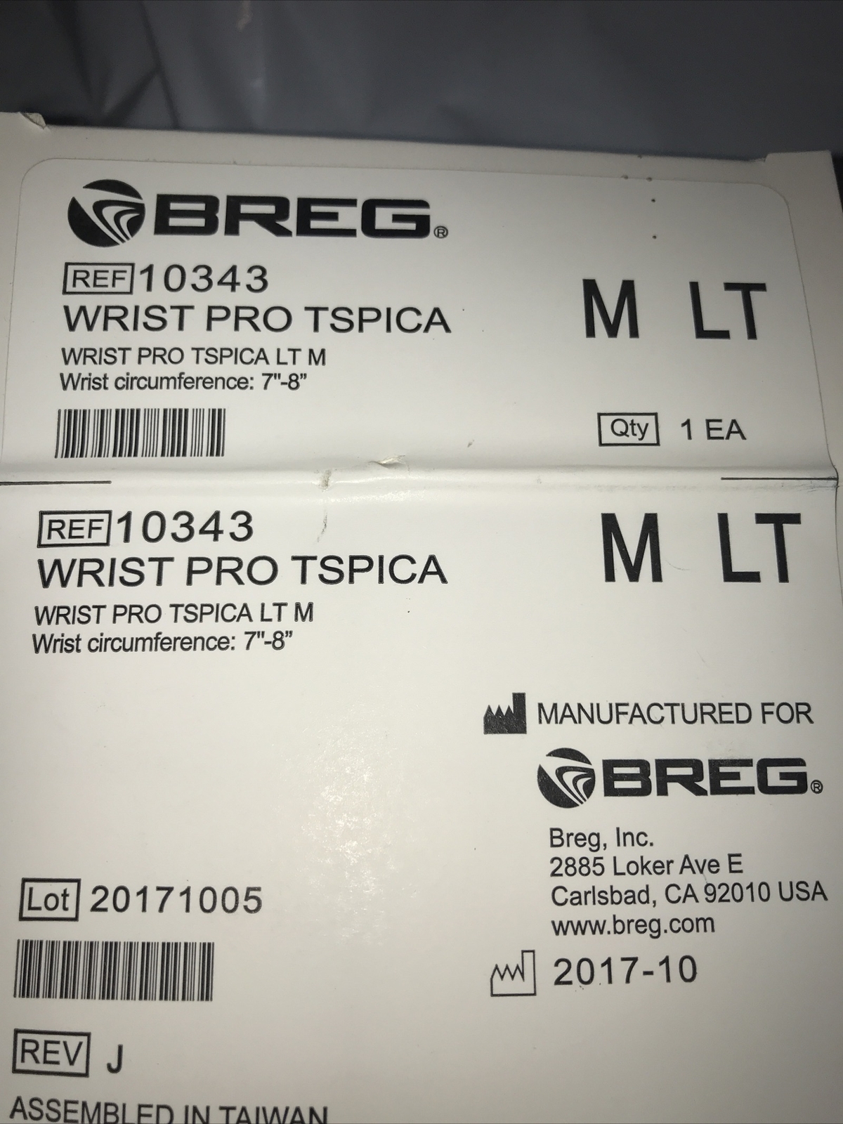 Breg Wrist Pro Brace With Thumb Spica Medium / Left. New In Box ! Wrist Brace.