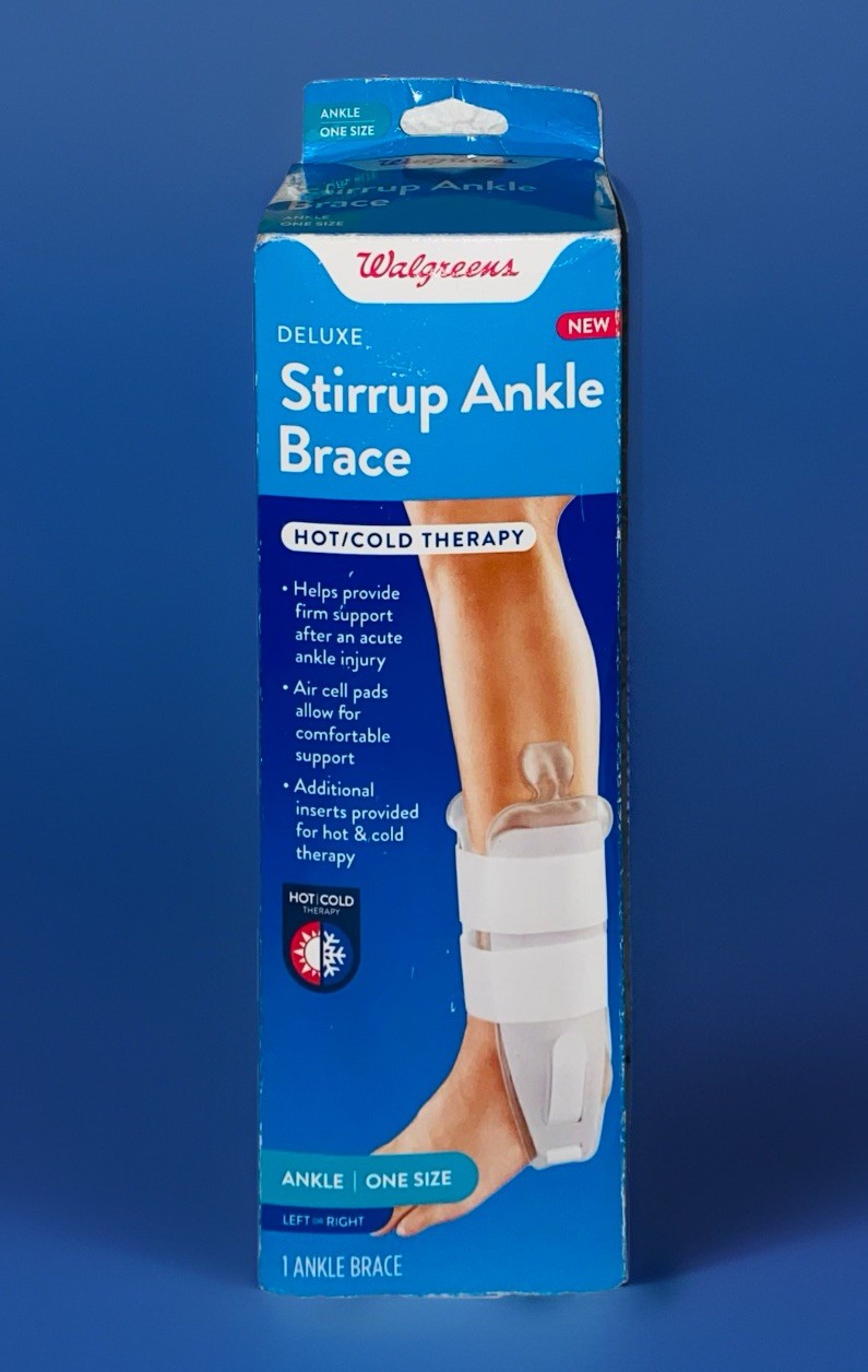 NEW Walgreens Deluxe Adjustable Stirrup Ankle Brace One Size Fits Left & Right