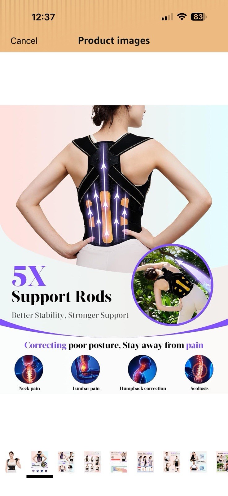 Kepwaq Posture Corrector Back Support Brace Adjustable Y32 Black/Yellow