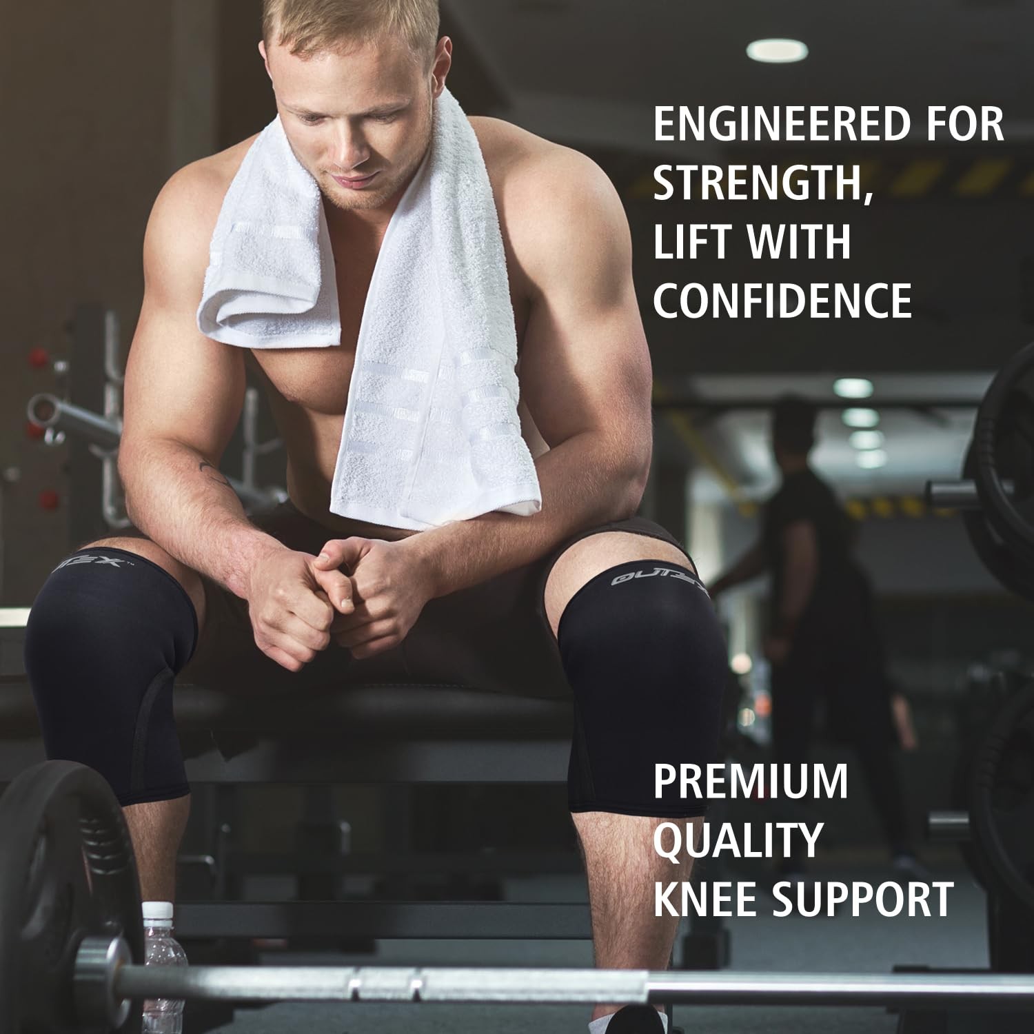 Outex Knee Sleeves for Weightlifting & Powerlifting (Pair) – 7mm Large, Black