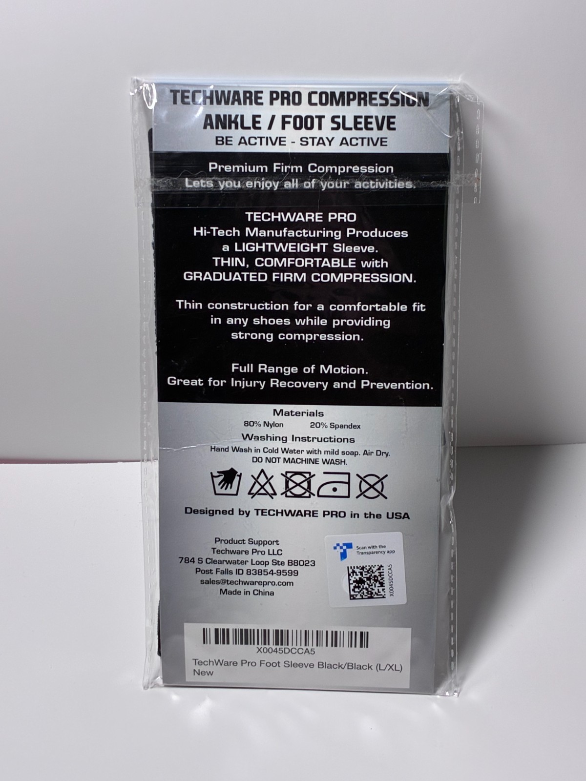 Techware Pro Compression Ankle Foot Sleeve Size L/XL