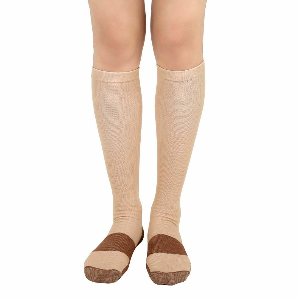 (6 Pairs) Copper Compression Socks 15-20mmHg Graduated Support Mens Womens S-XXL