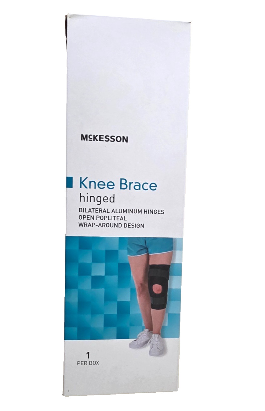 McKesson Open Patella Popiteal Hinged Knee Brace Black X Large 23-25.5″ XL NIB