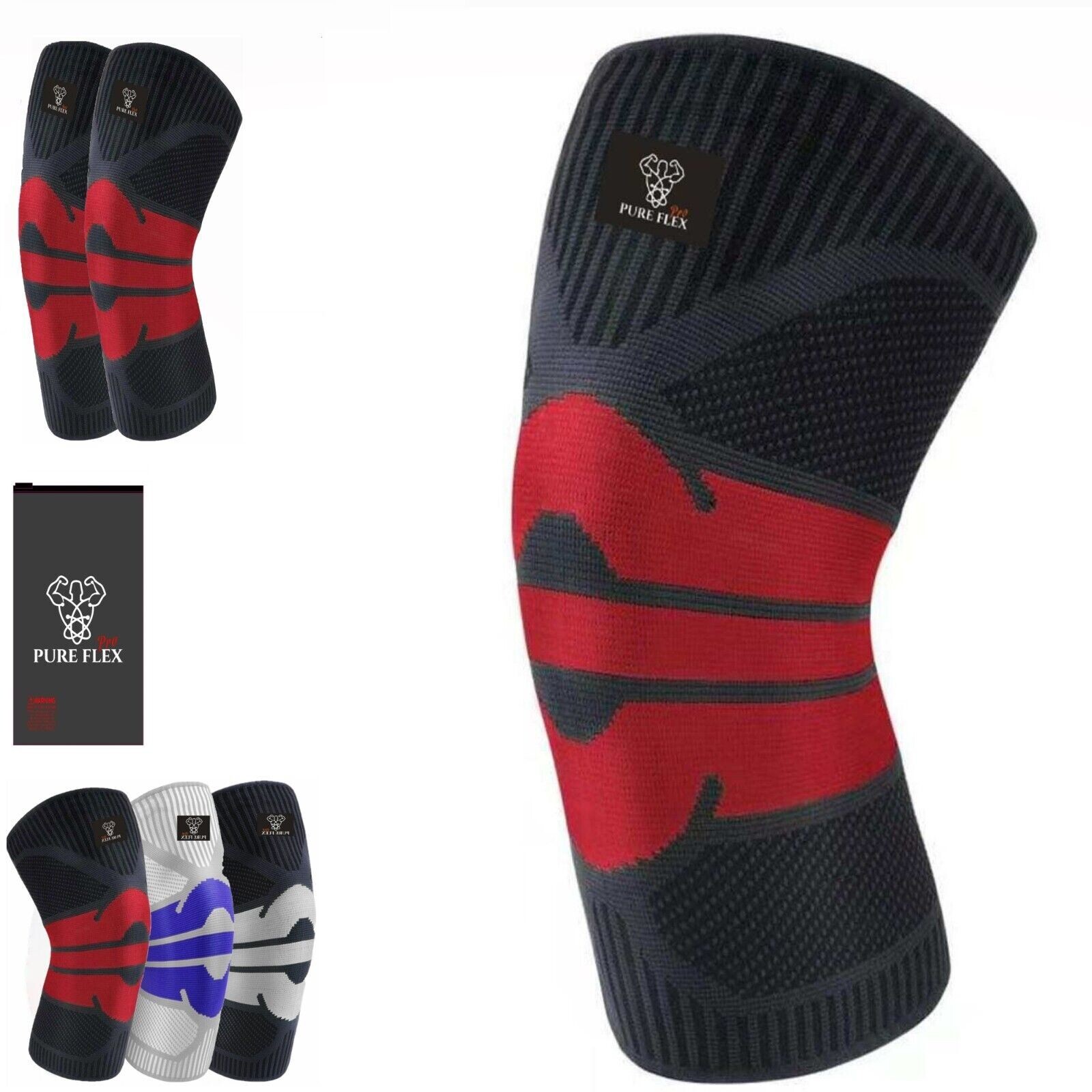 Knee Brace Compression Sleeve Support Sports Recovery ACL LCL MCL Black/Red L