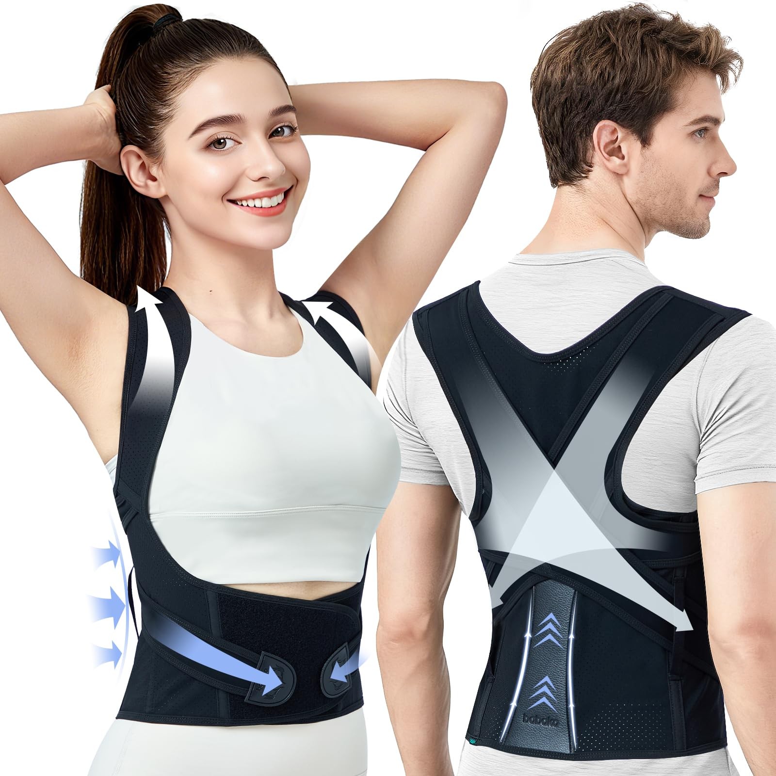 babaka Back Brace Posture Corrector for Women and Men, Adjustable Medium
