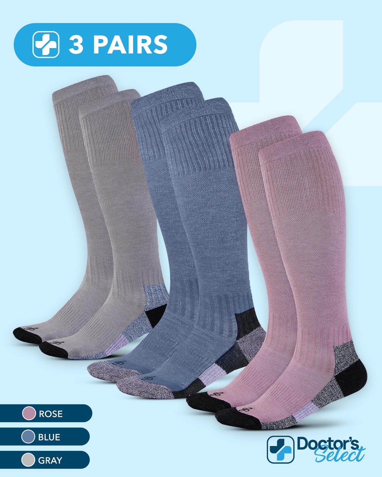 Bamboo Viscose Compression Socks for Women Men 3 Pairs Knee High Graduated