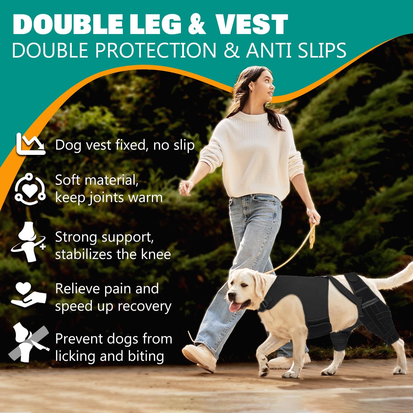 Dog Knee Braces for Torn ACL Hind Leg, Adjustable Joint Brace Non-Slip | Doub…