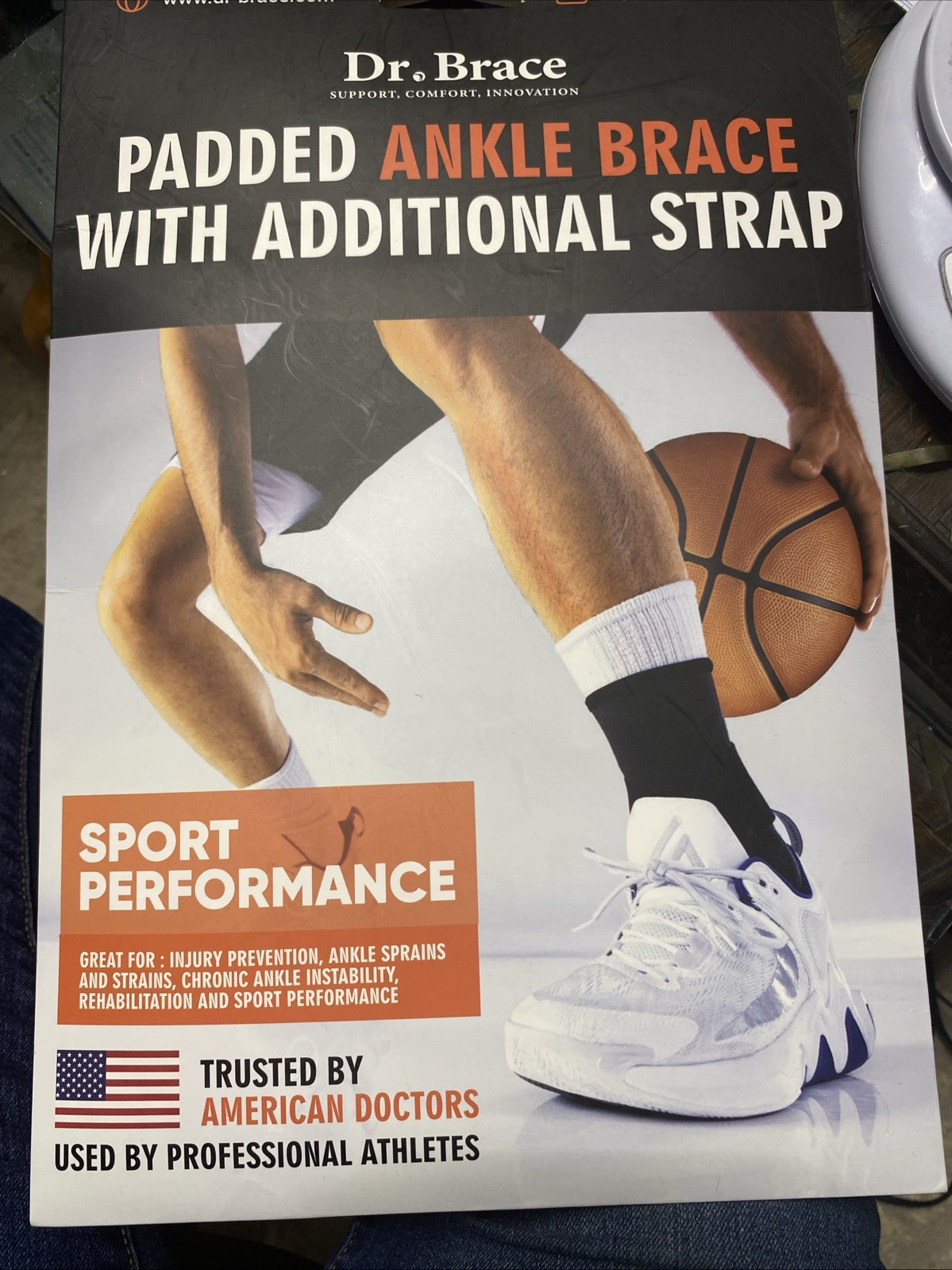 Dr Brace Padded Ankle Brace With Additional Strap Size M