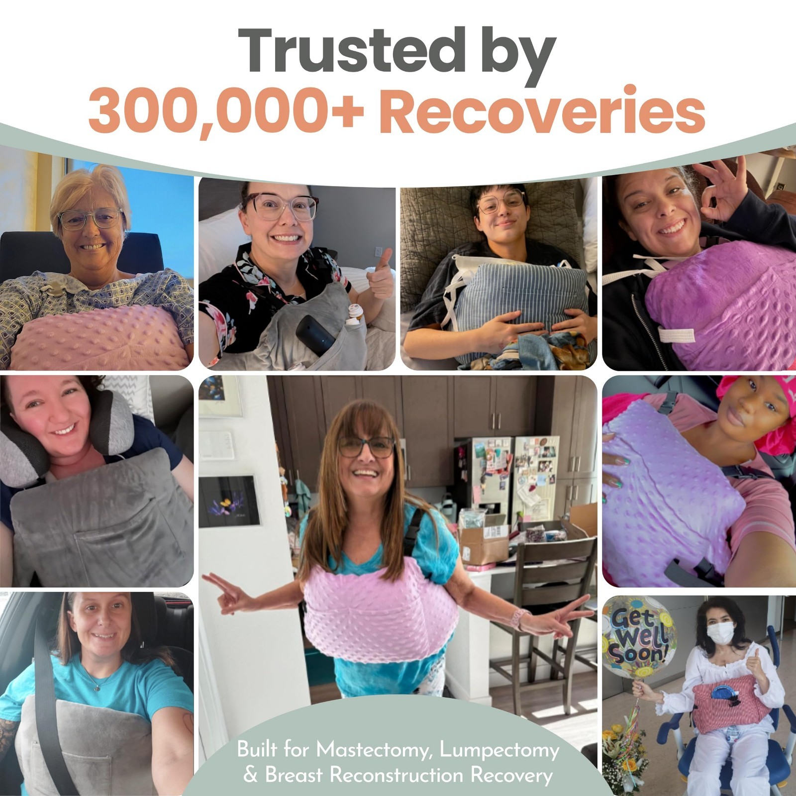Post Mastectomy Pillow with Secure Strap & Washable Cover – Breast Surgery Recov