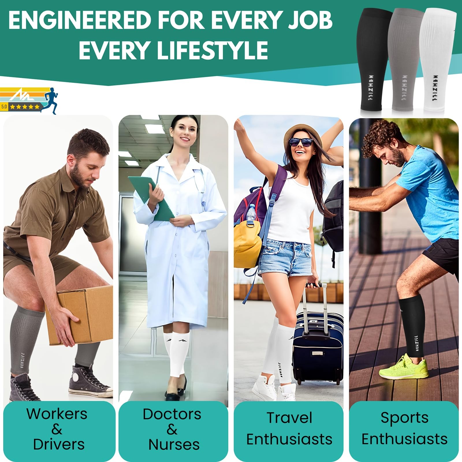 Compression Calf Sleeves (20-30mmHg) for Men & Women Perfect Option to Compre…