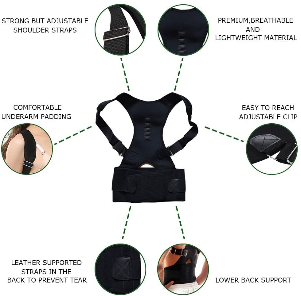 US Posture Corrector Support Magnetic Back Shoulder Brace Belt For Men Women hot