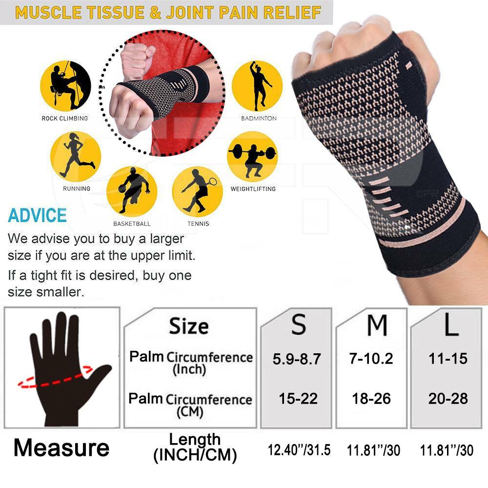 Copper Arthritis Compression Gloves Hand Wrist Support Joint Carpal Tunnel Pain