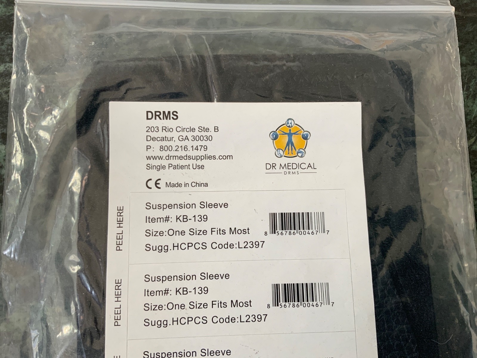 New DR Medical Suspension Sleeve KB-139 Black One Size – OA Reliever Knee Brace