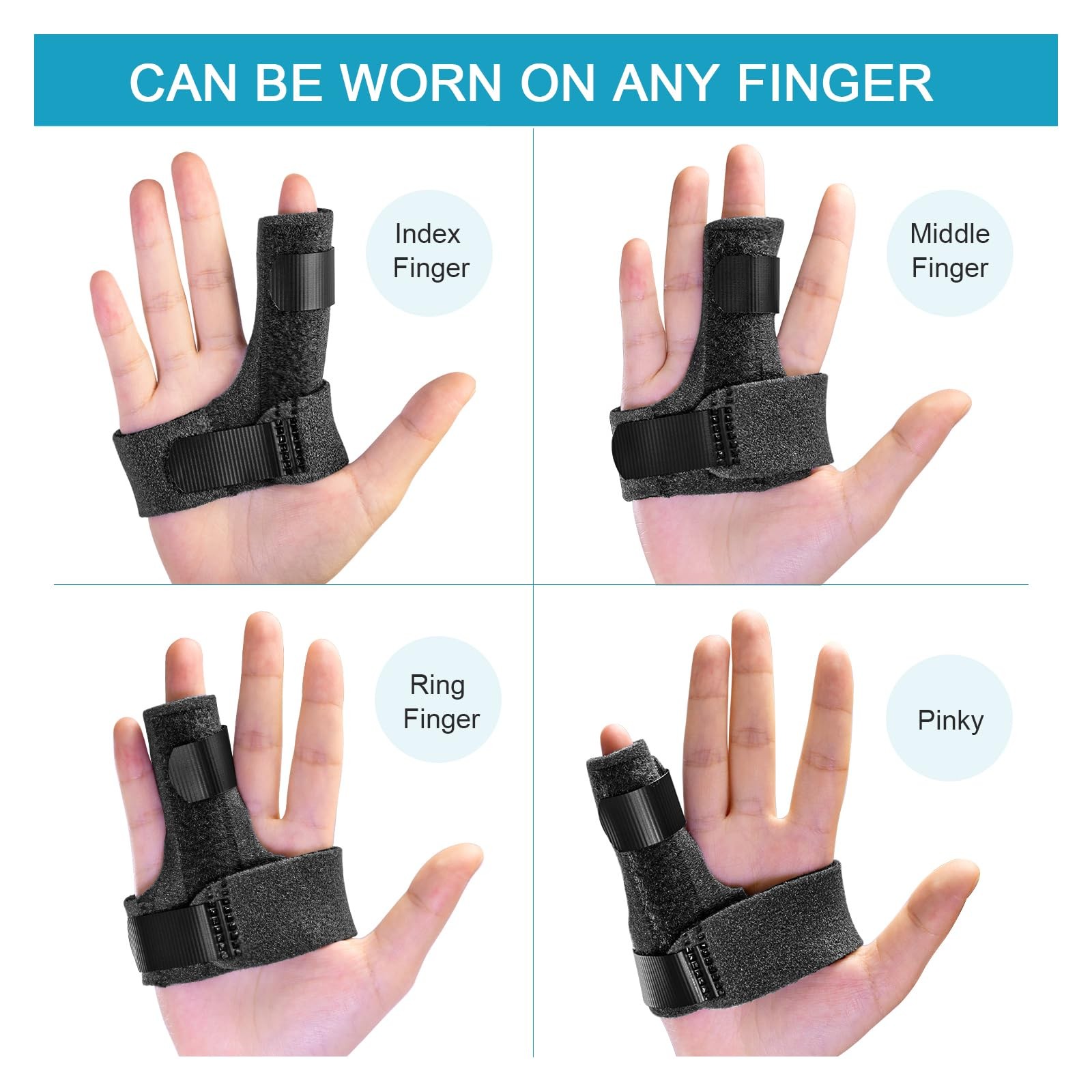 Sumifun Finger Brace, Trigger Splint for 1 Count (Pack of 1), Black