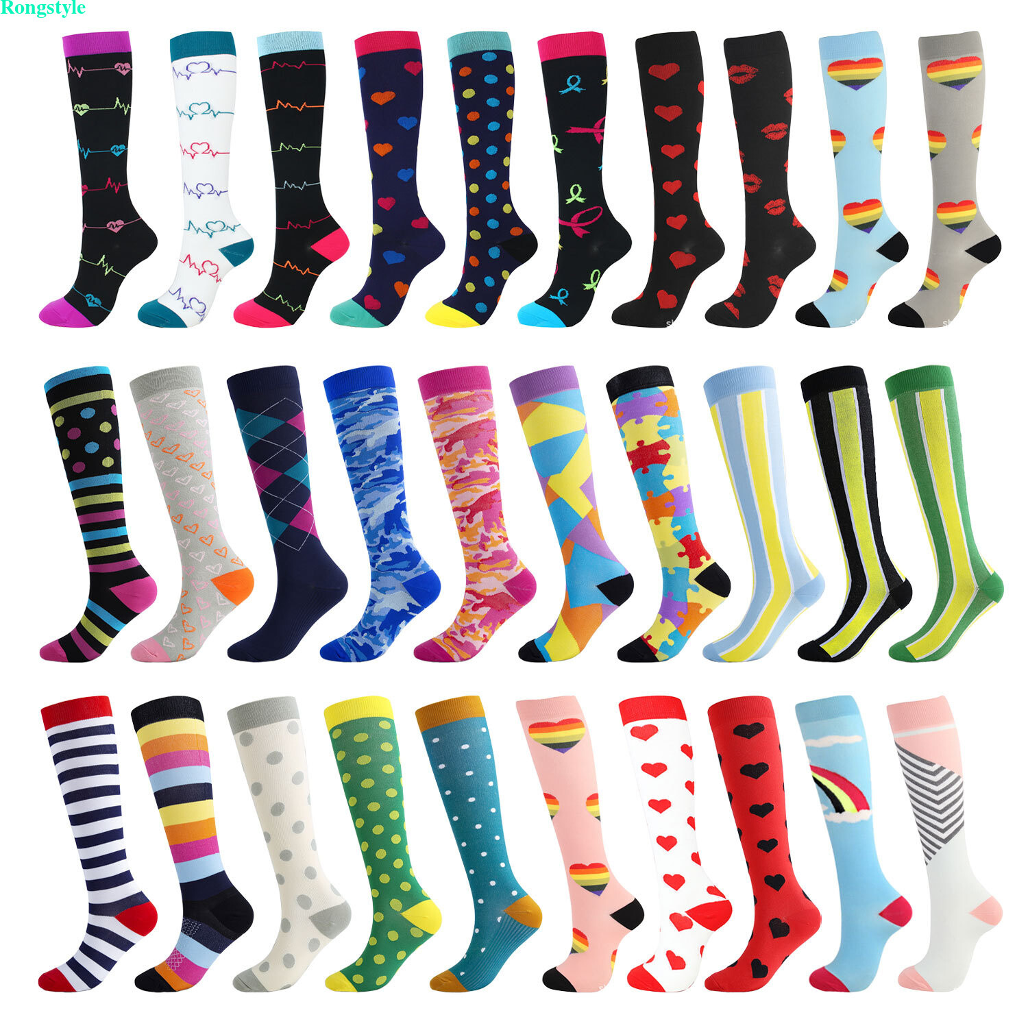 High Quality-Compression Socks Stockings Women Men Knee High 20-30 mmHG S/M-X/XL
