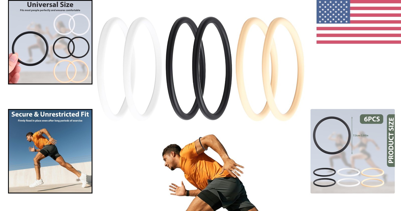 6 Pcs Silicone Patella Knee Support Straps for Basketball & Running Comfort