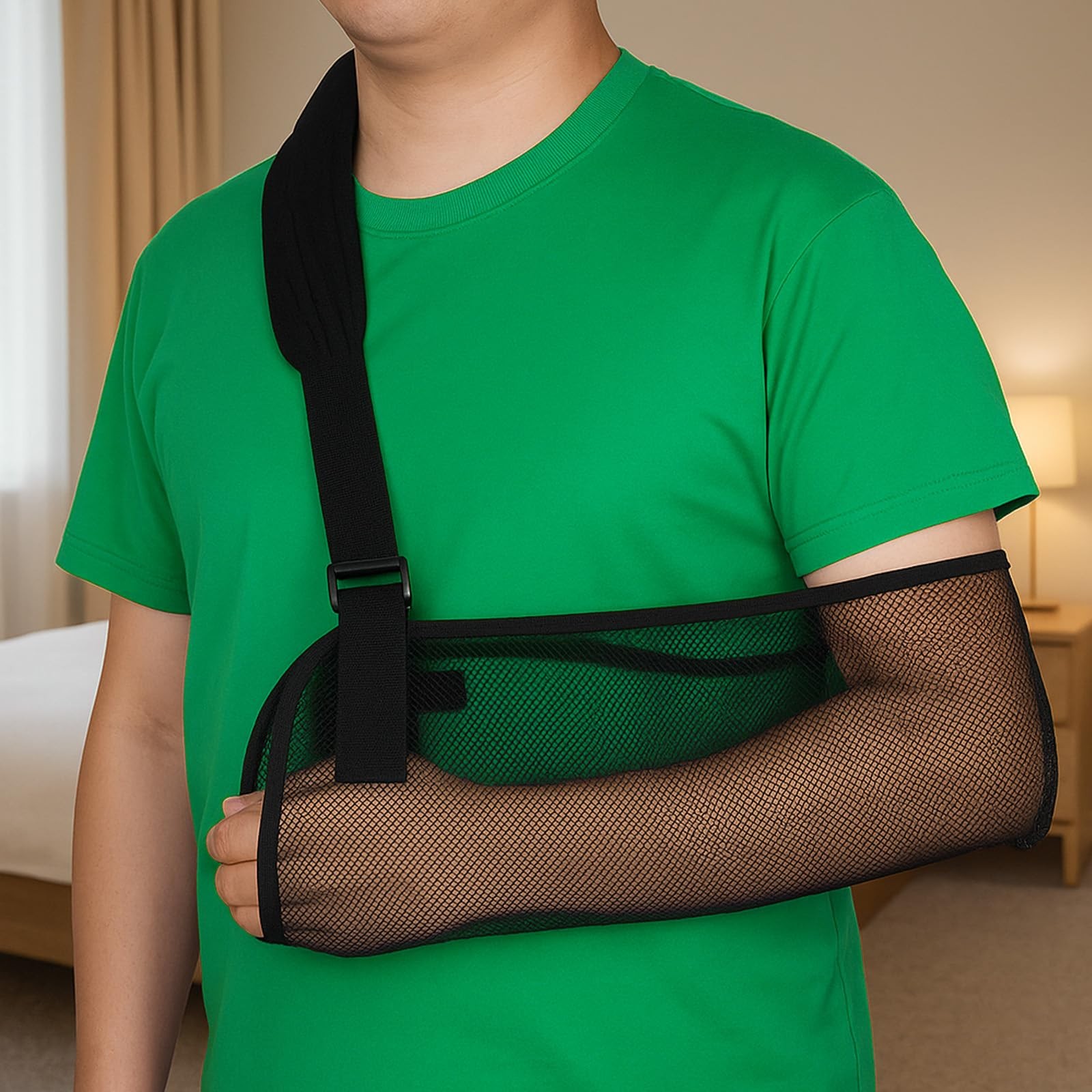 Black Mesh Arm Shoulder Sling Breathable Immobilizer Shower Adjustable