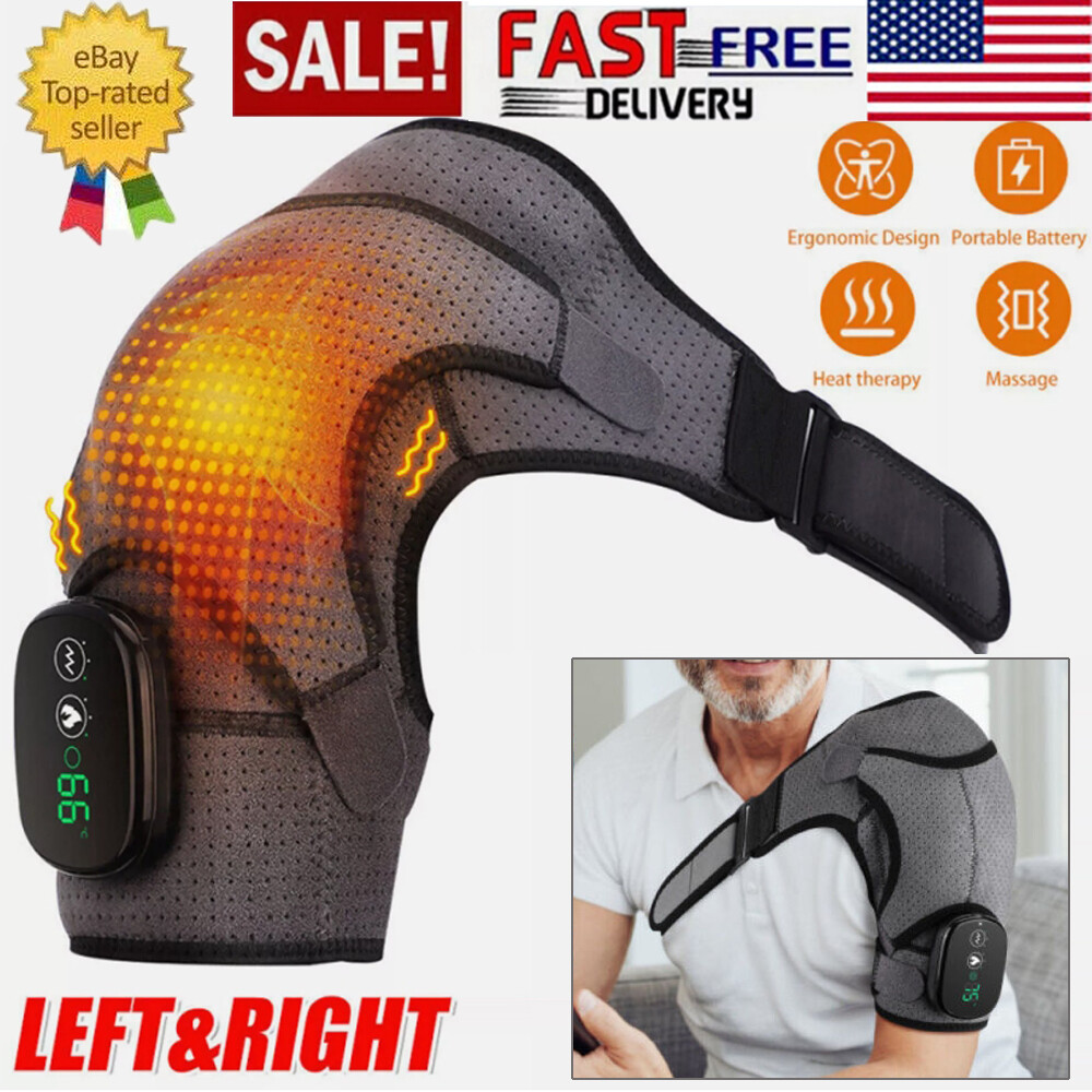 Hot Compress Shoulder Massage Pad With 3-Levels Heating Vibration Massage Brace