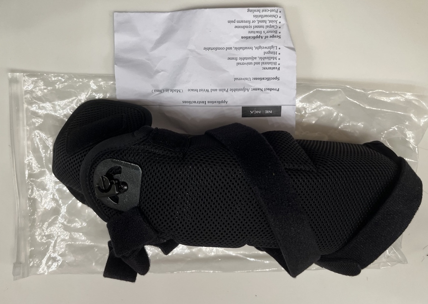 Neenca Adjustable Palm and Wrist Brace, Neoprene, Black – New In Pk Item #042741
