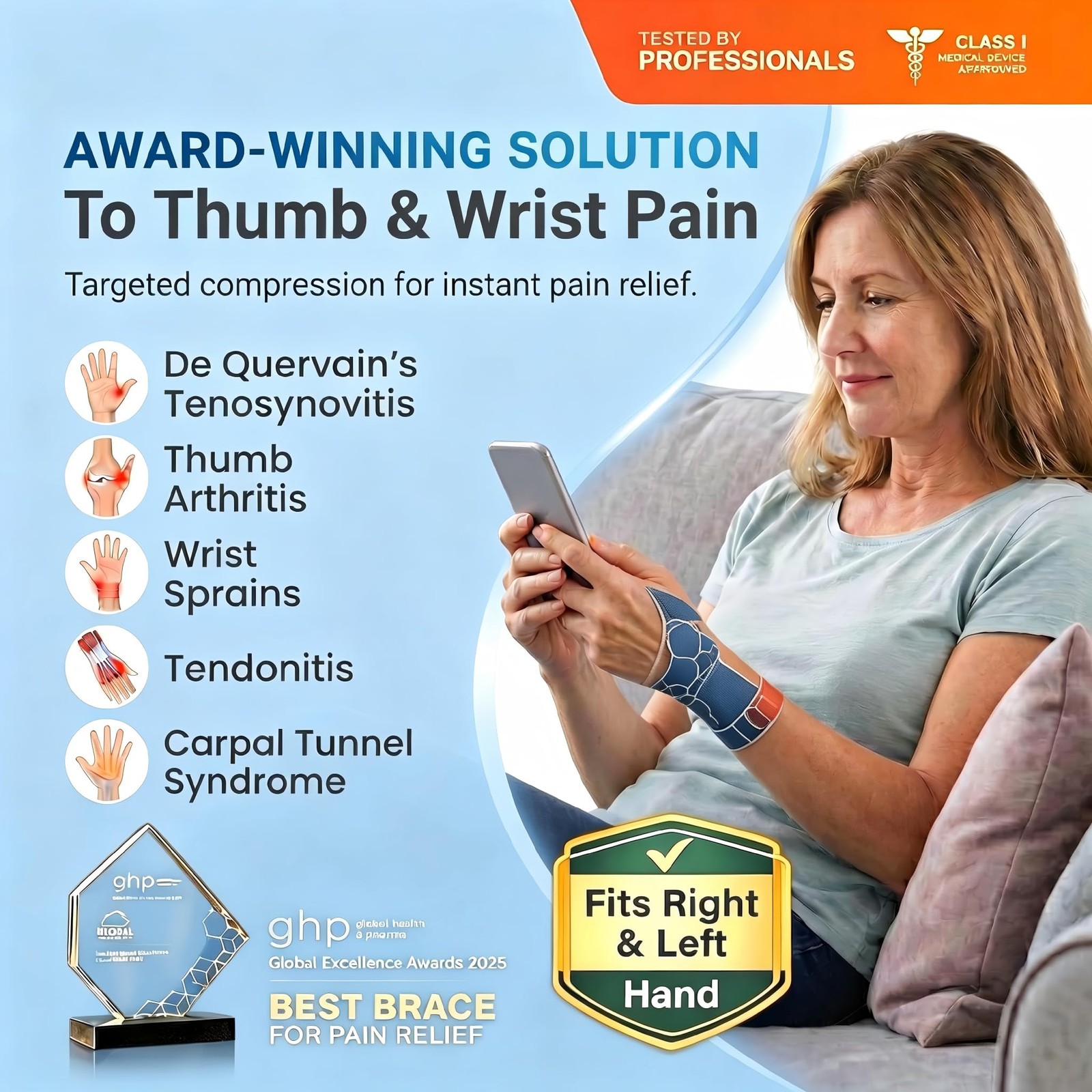 FITSOON Professional-Grade Thumb Support Brace Breathable Spica Pink