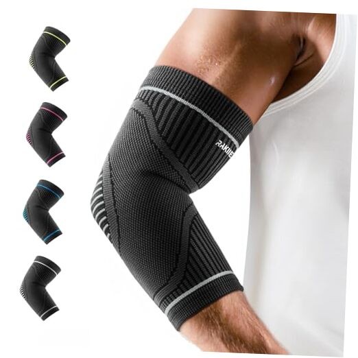 Elbow Compression Sleeve 2 Pack, High Elastic Elbow Brace for Medium Black