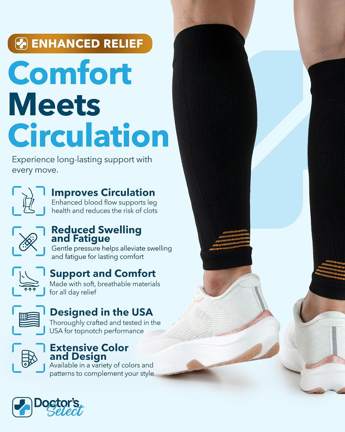2 Pairs Copper Calf Compression Sleeve – Leg Compression Sleeves for Women & Men