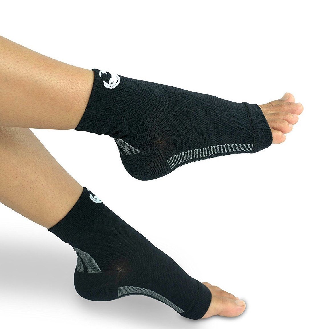 1 Pr Compression Sleeve Socks Ankle Foot Support Black Gray Small M 3-4 /W 4-6
