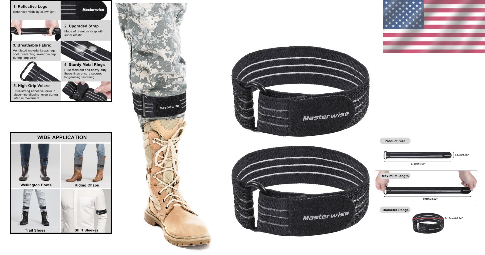 Adjustable Elastic Ankle Straps, Boot Straps for Cowboy Boots, Pant Leg Straps f