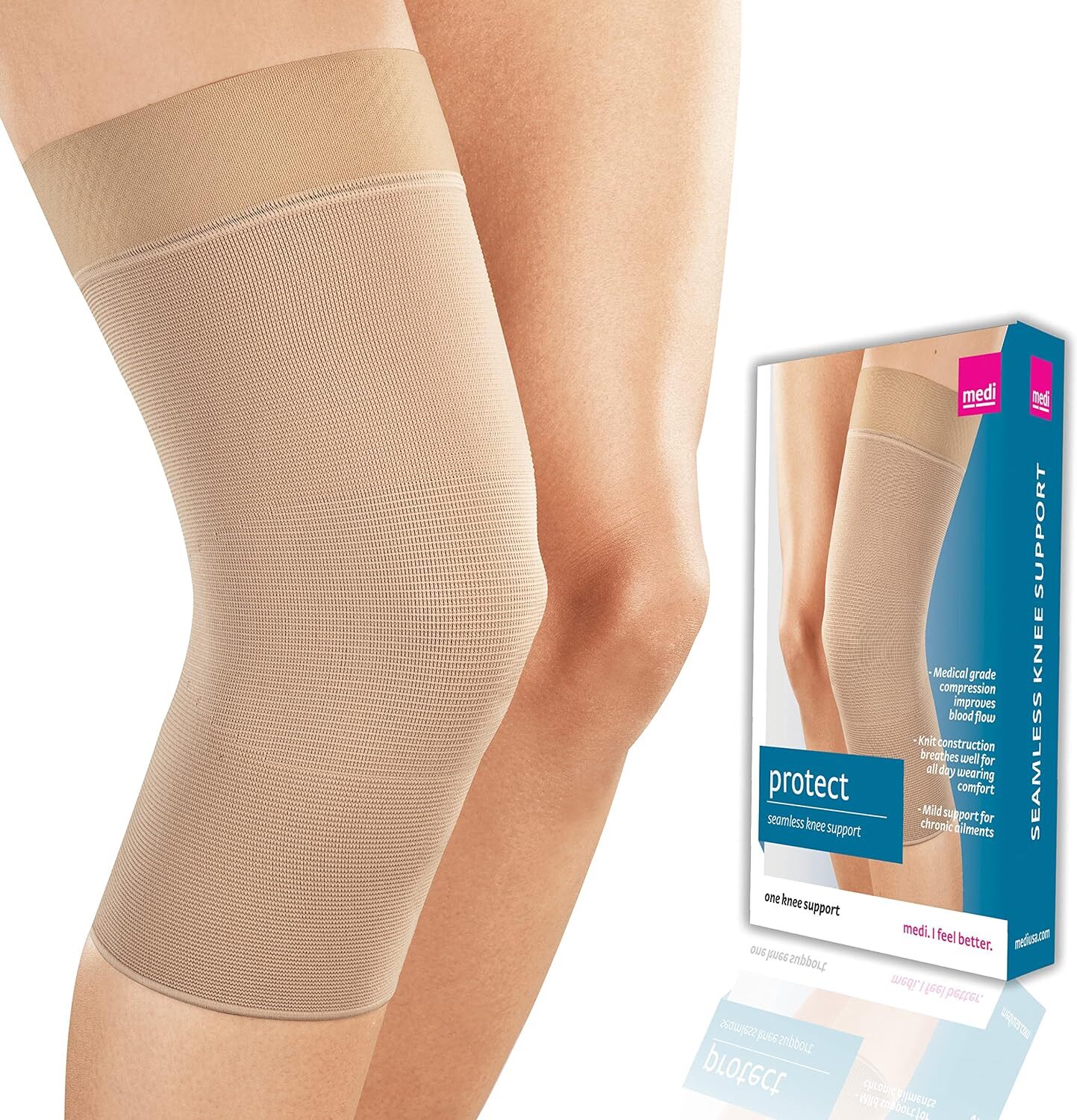 Mediven Seamless Knit Knee Support Silicone Top Band (Beige) X-Small 60201