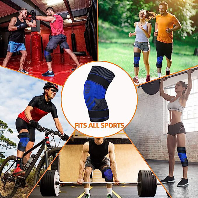 Knee Brace Compression Sleeve Support with Gel Pad Side Stabilizers Patella Wrap
