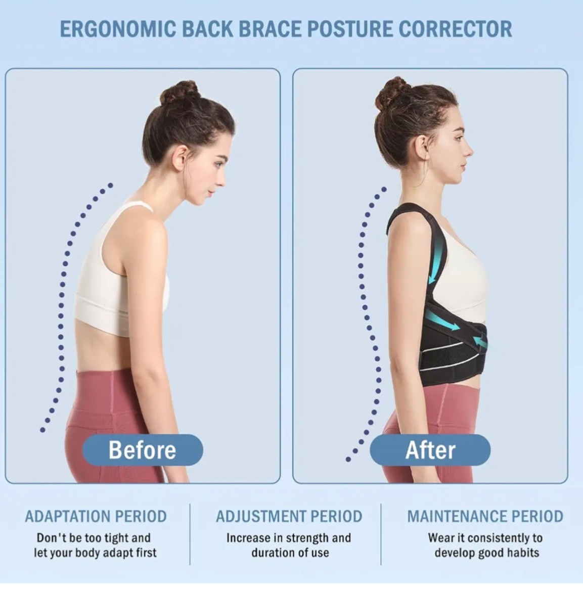 Eicgo Adjustable Posture Corrector Belt for Men/Women – Size L