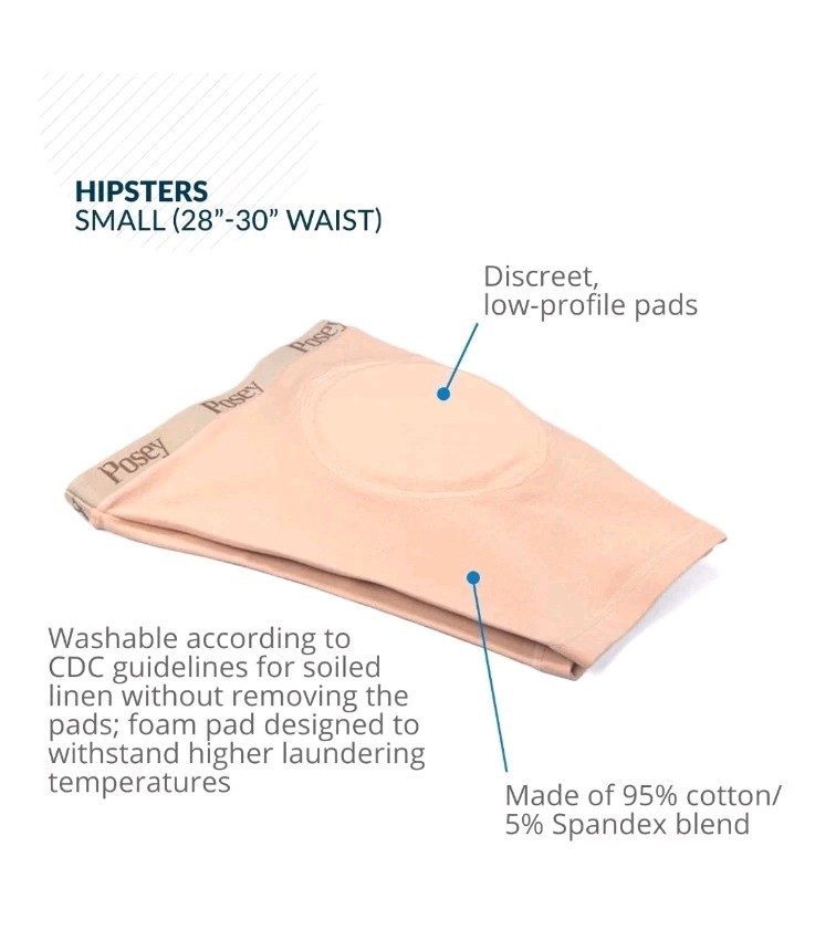 NWT-Posey Padded Hip Protector Shorts Nude, Small, Elastic Logo Waist