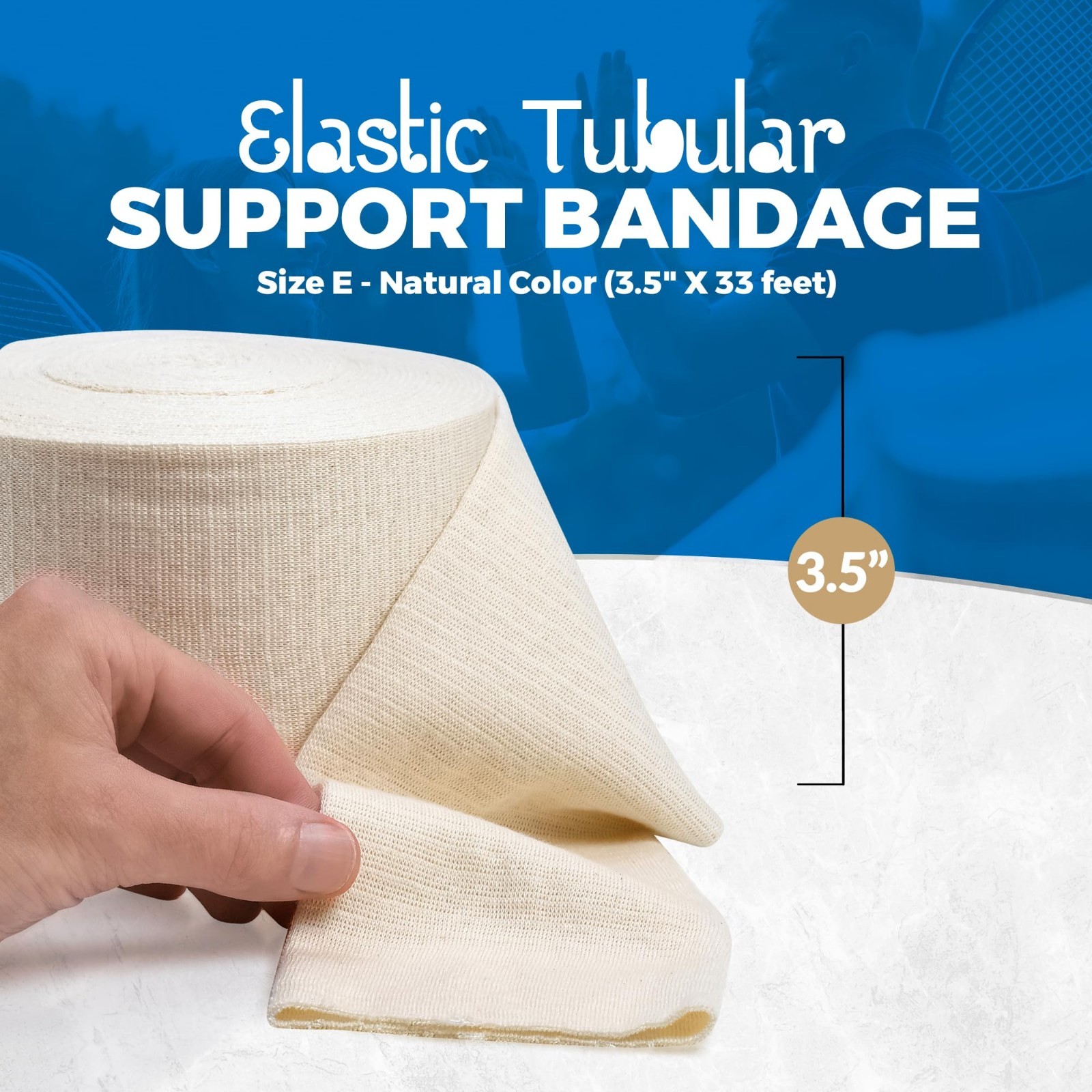 Elastic Tubular Support Bandage 10M – Natural Color, 3.5″ x 33ft for Knee & Thig