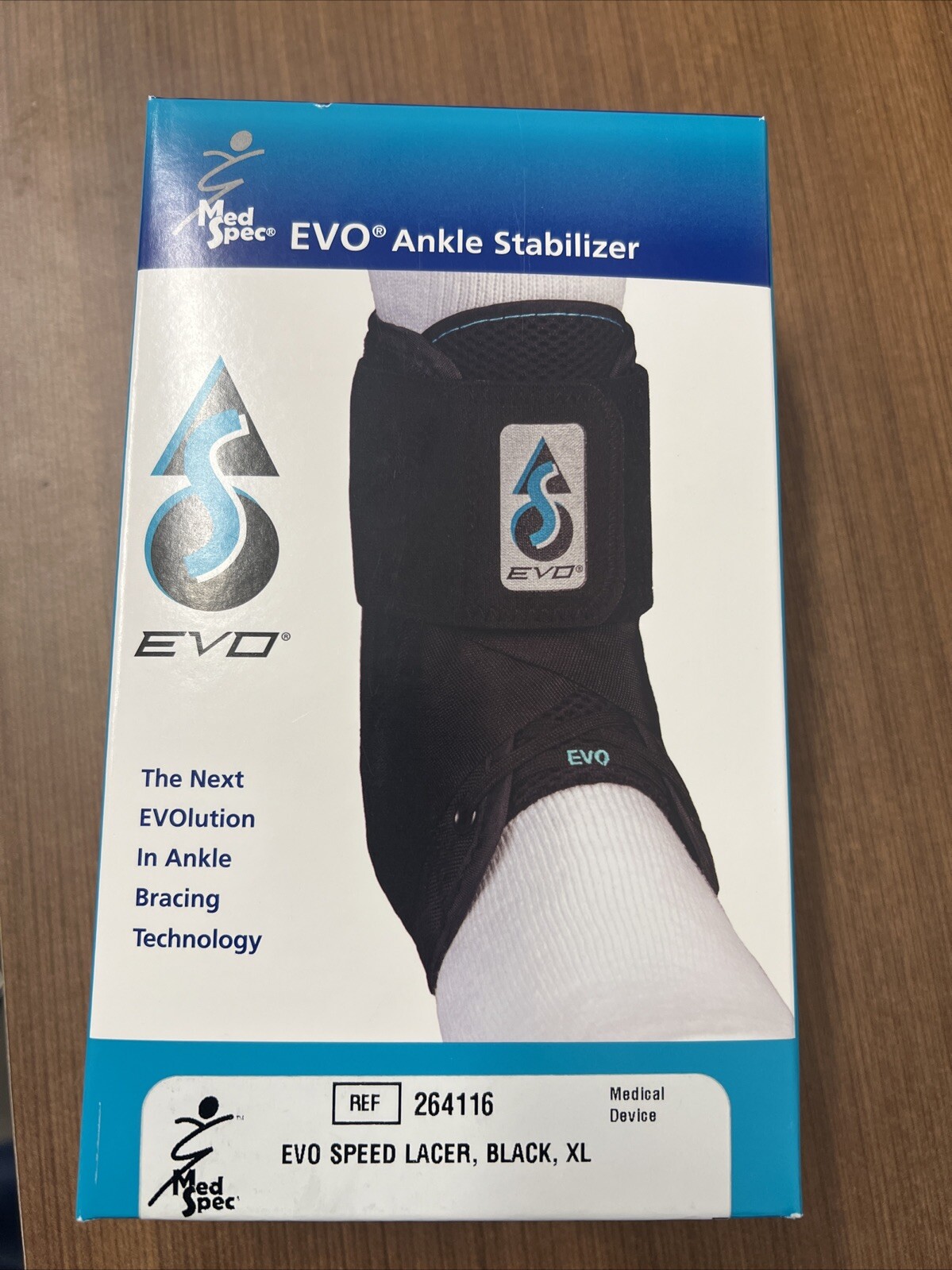 Med Spec EVO Ankle Stabilizer Brace Black X-Large New in Box