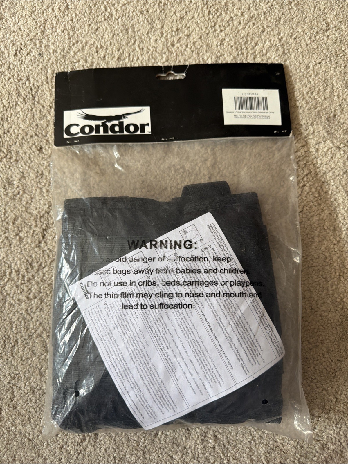 Condor 3Ruw8 Back Support W/Foam Core, Black, Buckle, S