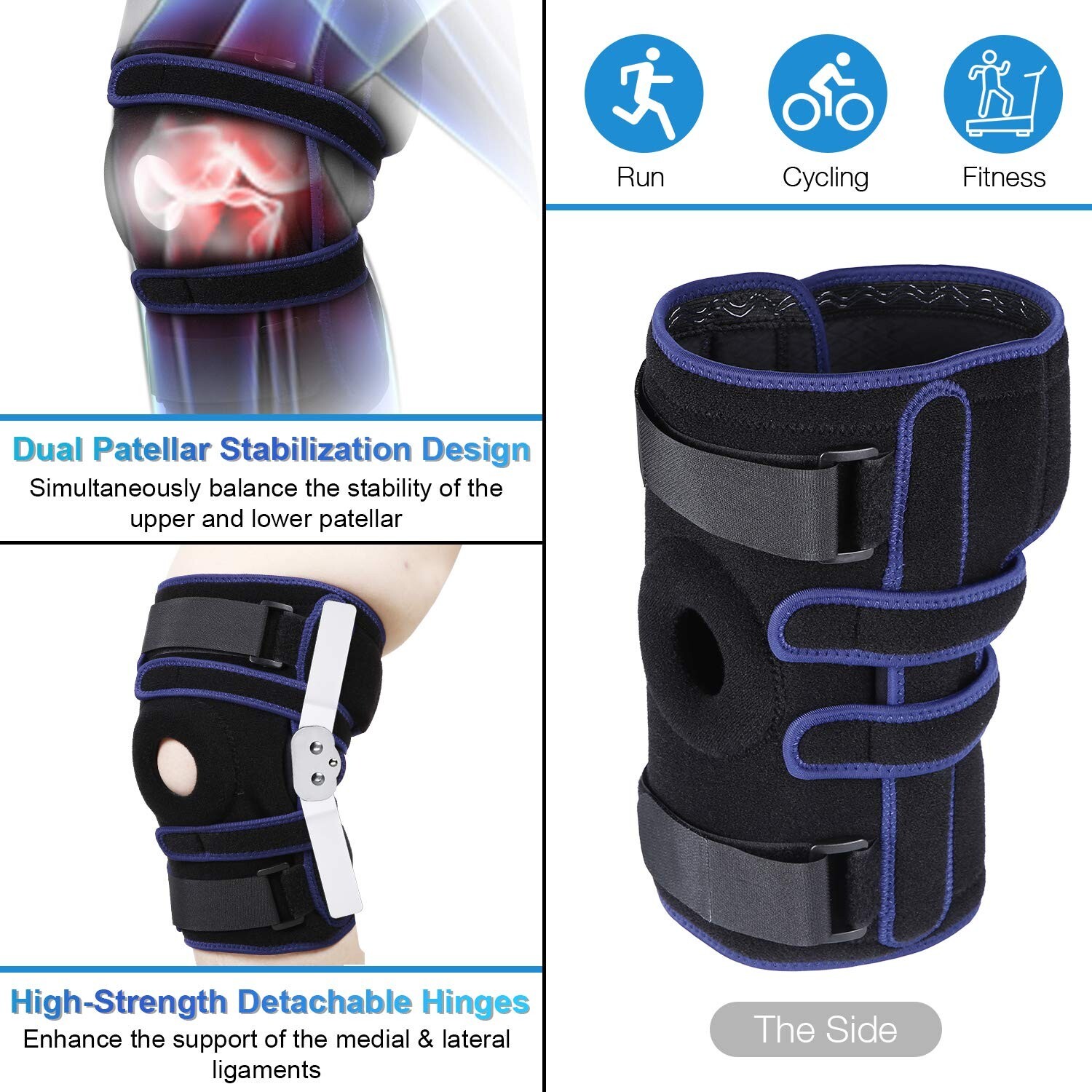 Nvorliy Plus Size Hinged Knee Brace Dual Strap Patellar Stabilization -MEDIUM
