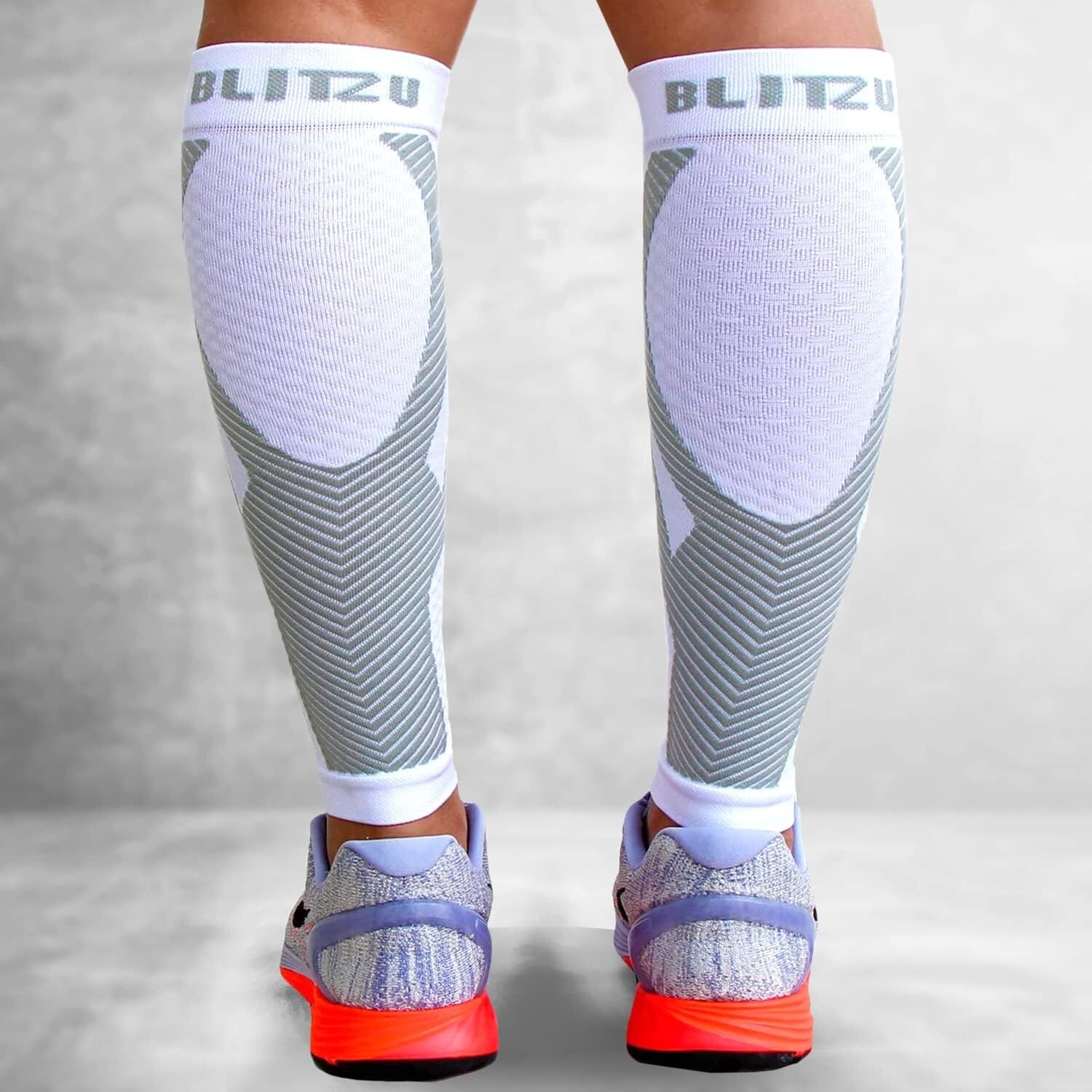BLITZU Calf Compression Sleeves for Men Women. Footless Socks Support for Runnin