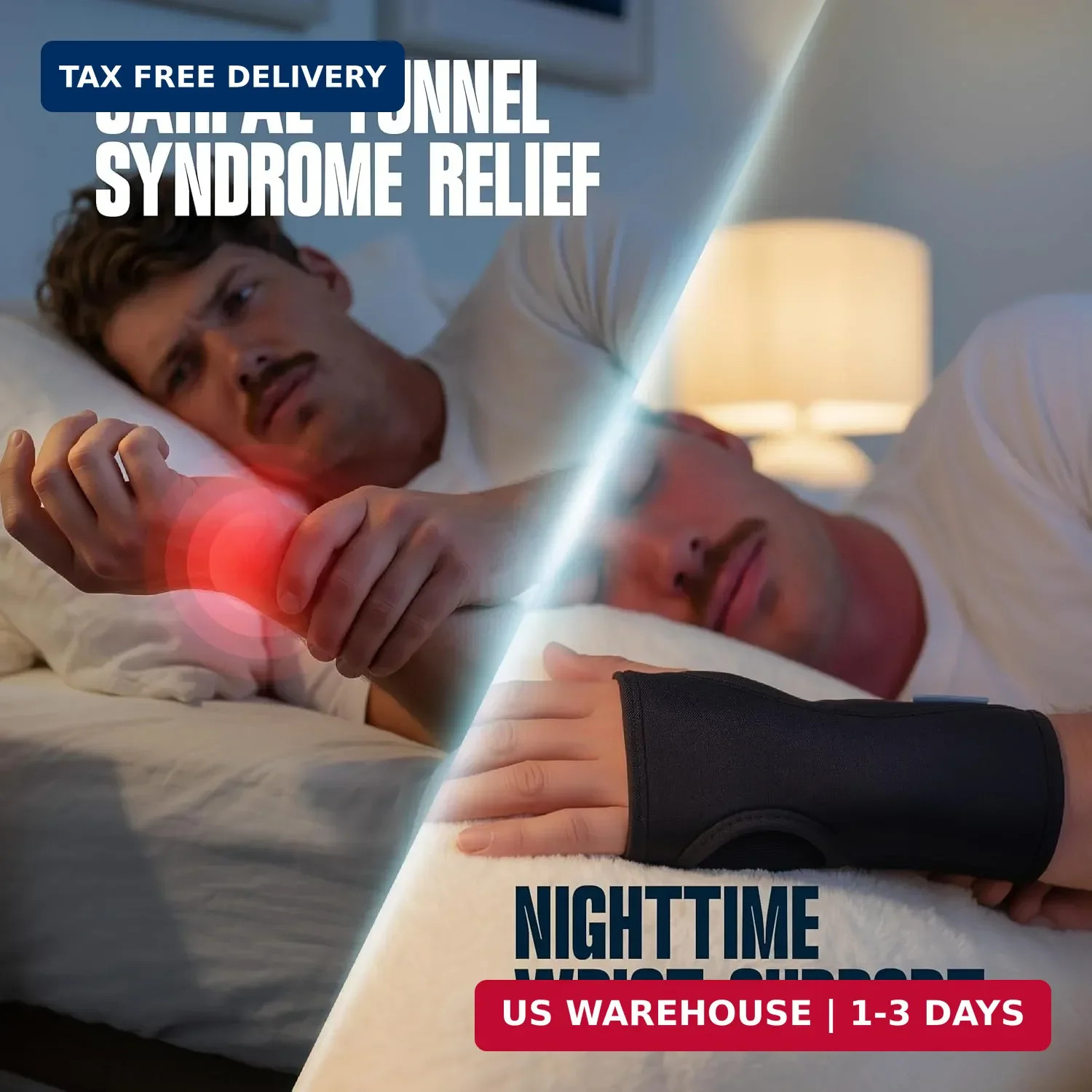 ComfyBrace 2 PACK Nighttime Pain Relief Wrist Brace for Carpal Tunnel, Tendoniti