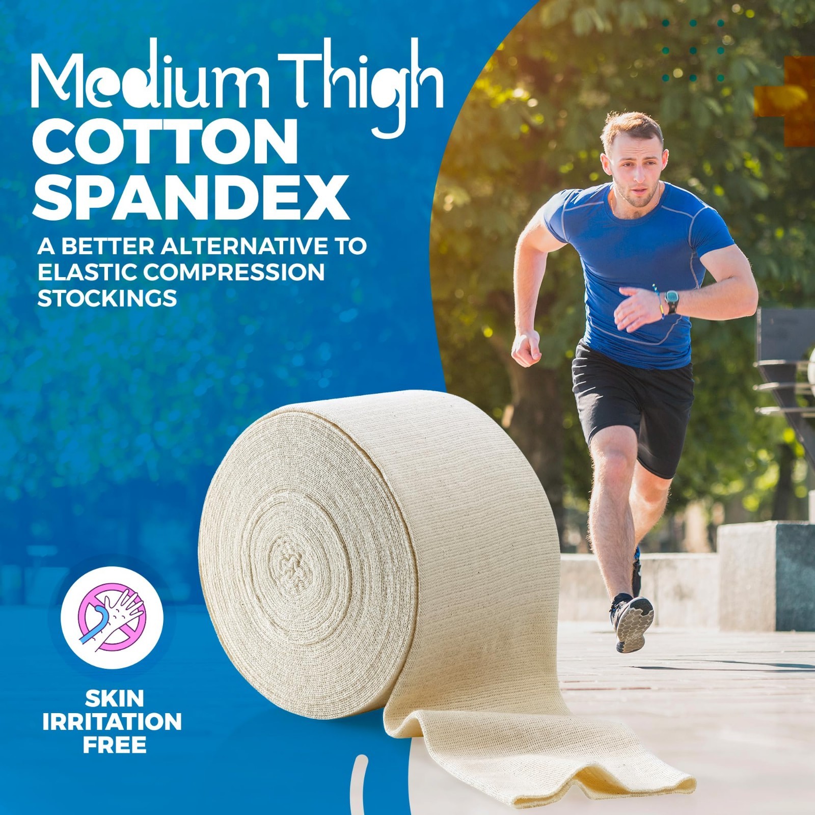 Elastic Tubular Support Bandage 10M – Natural Color, 3.5″ x 33ft for Knee & Thig