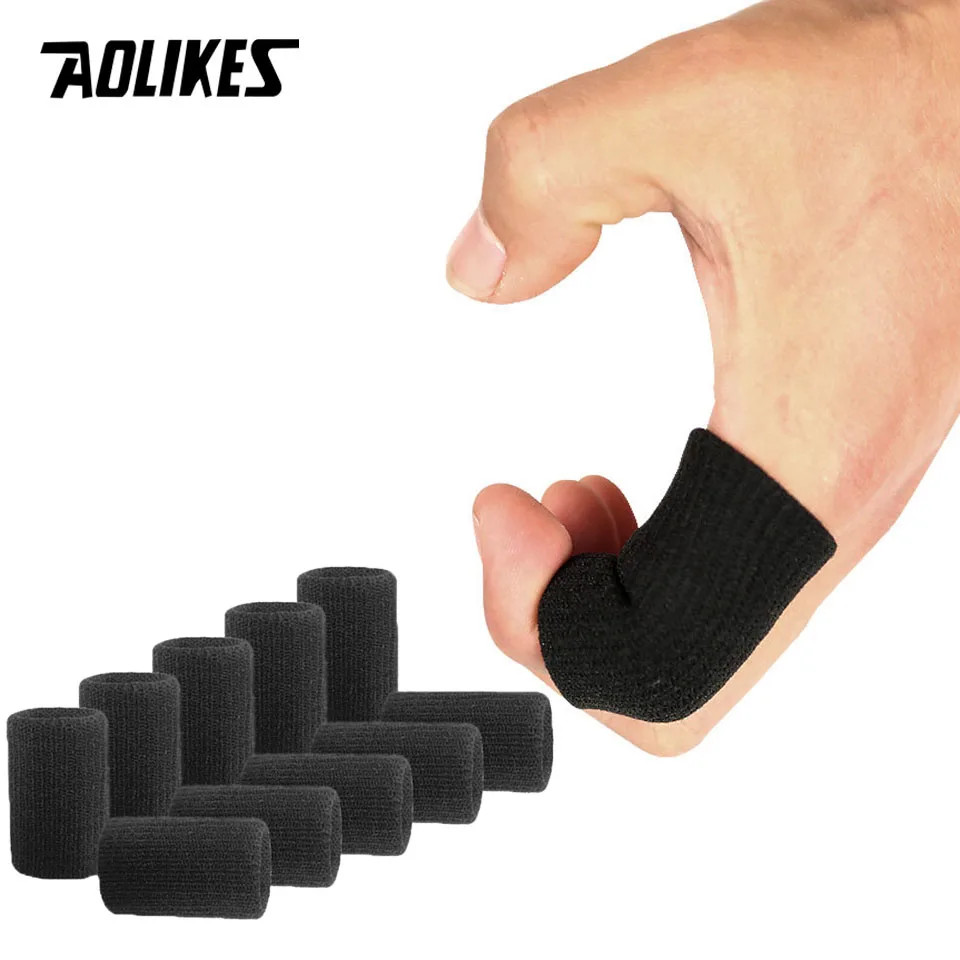 AOLIKES 10PCS Lot Elastic Finger Sleeves Basketball Sports Safety Thumb Brace