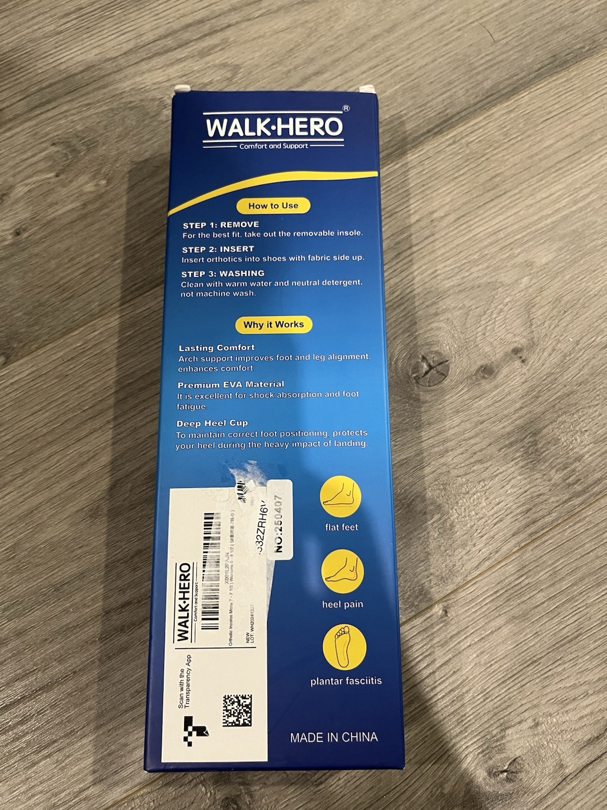 WalkHero Work Orthotic Inserts, Mens 7-7 1/2 | Womens 9-9 1/2 Blue
