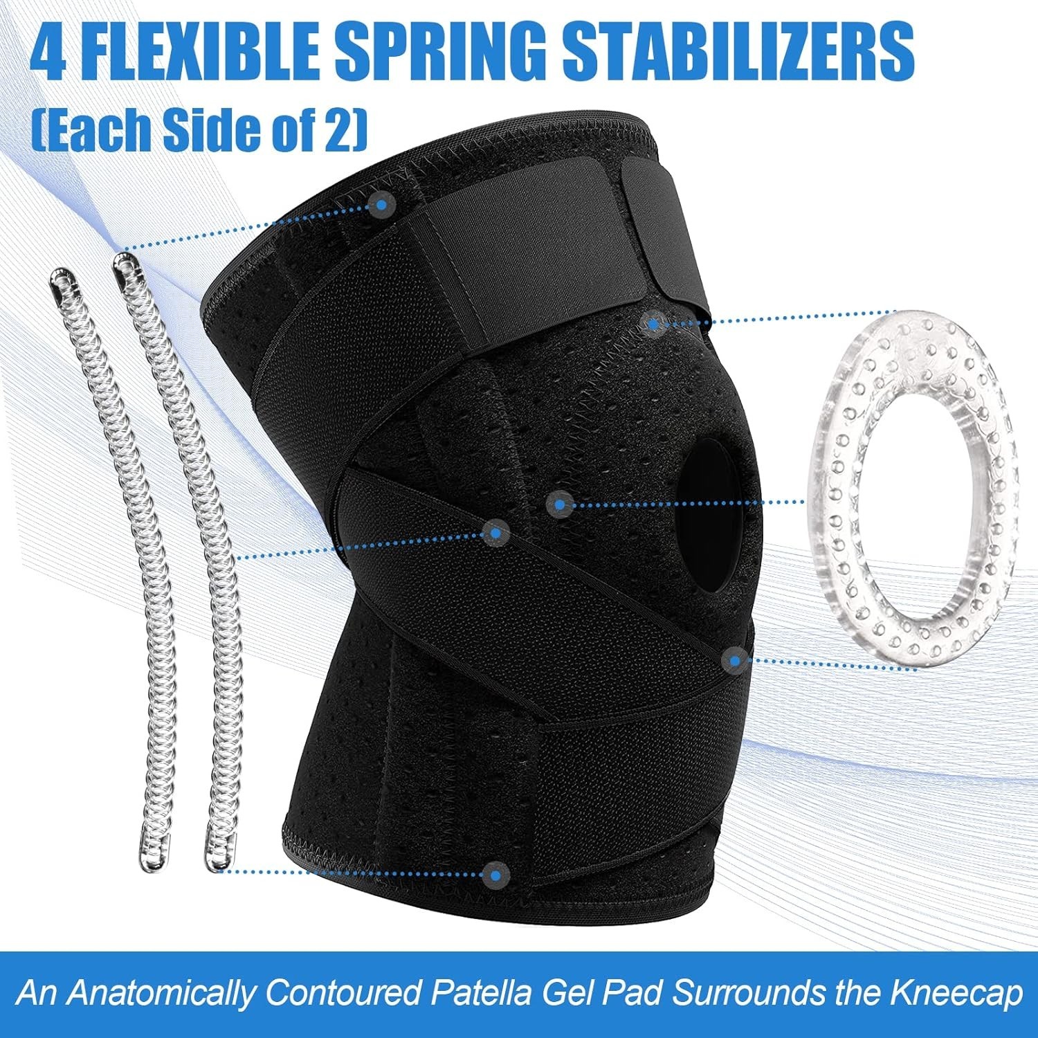 Comfortable Knee Wrap with Side Spring Stabilizers