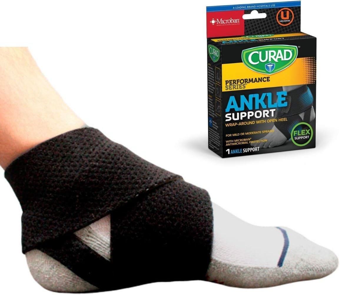 Curad Adjustable Wrap-Around Ankle Support with Open Heel