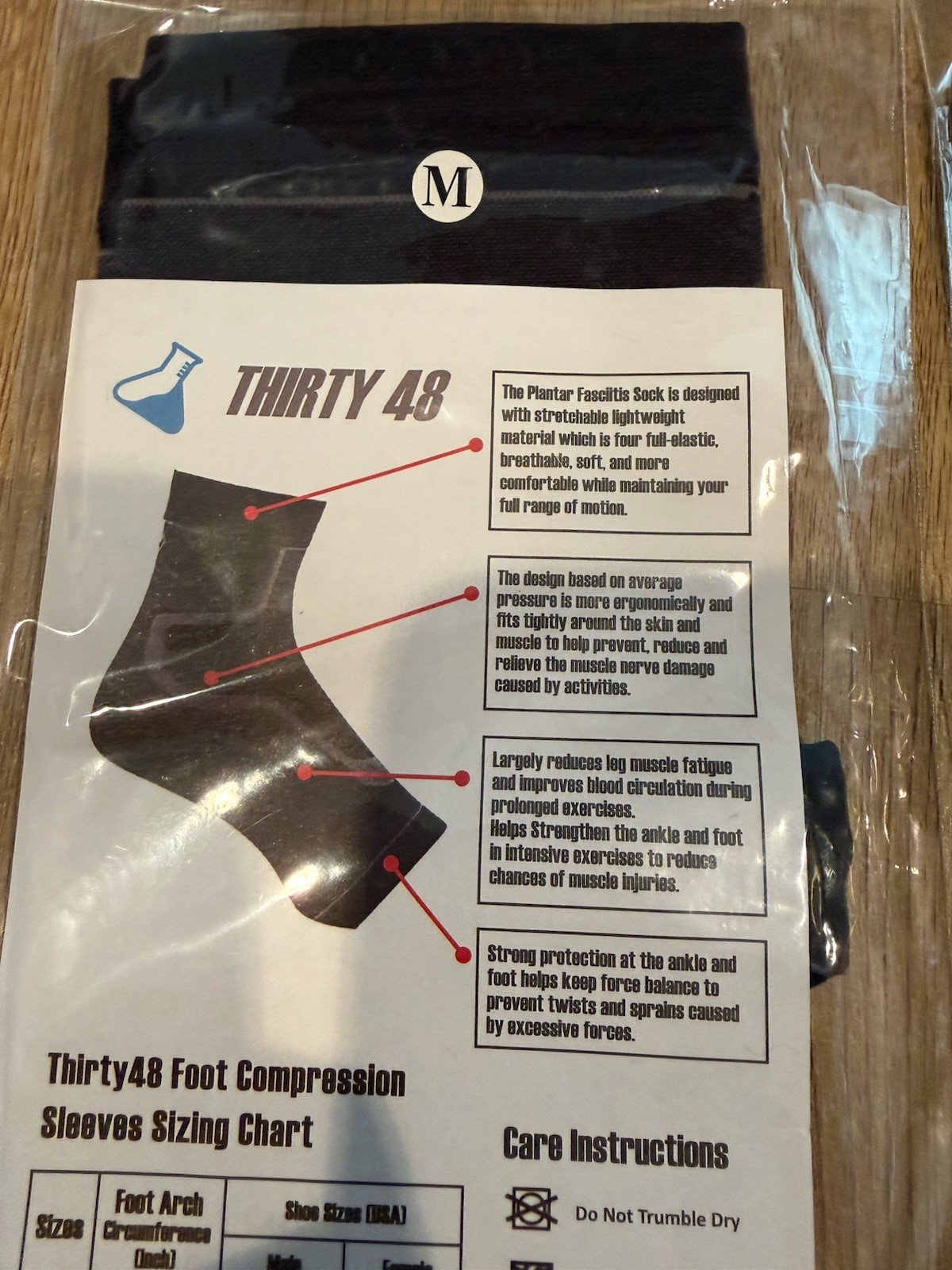 2 Pairs THIRTY48 – Ankle Compression Socks Black Unisex Medium Plantar Fasciitis