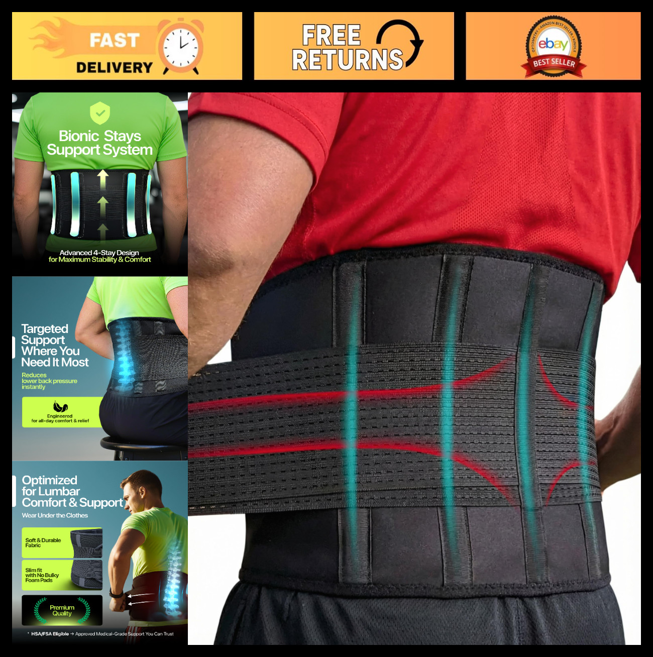 Plus Size 5XL Lower Back Brace – Adjustable Lumbar Support for Pain Relief, Scia