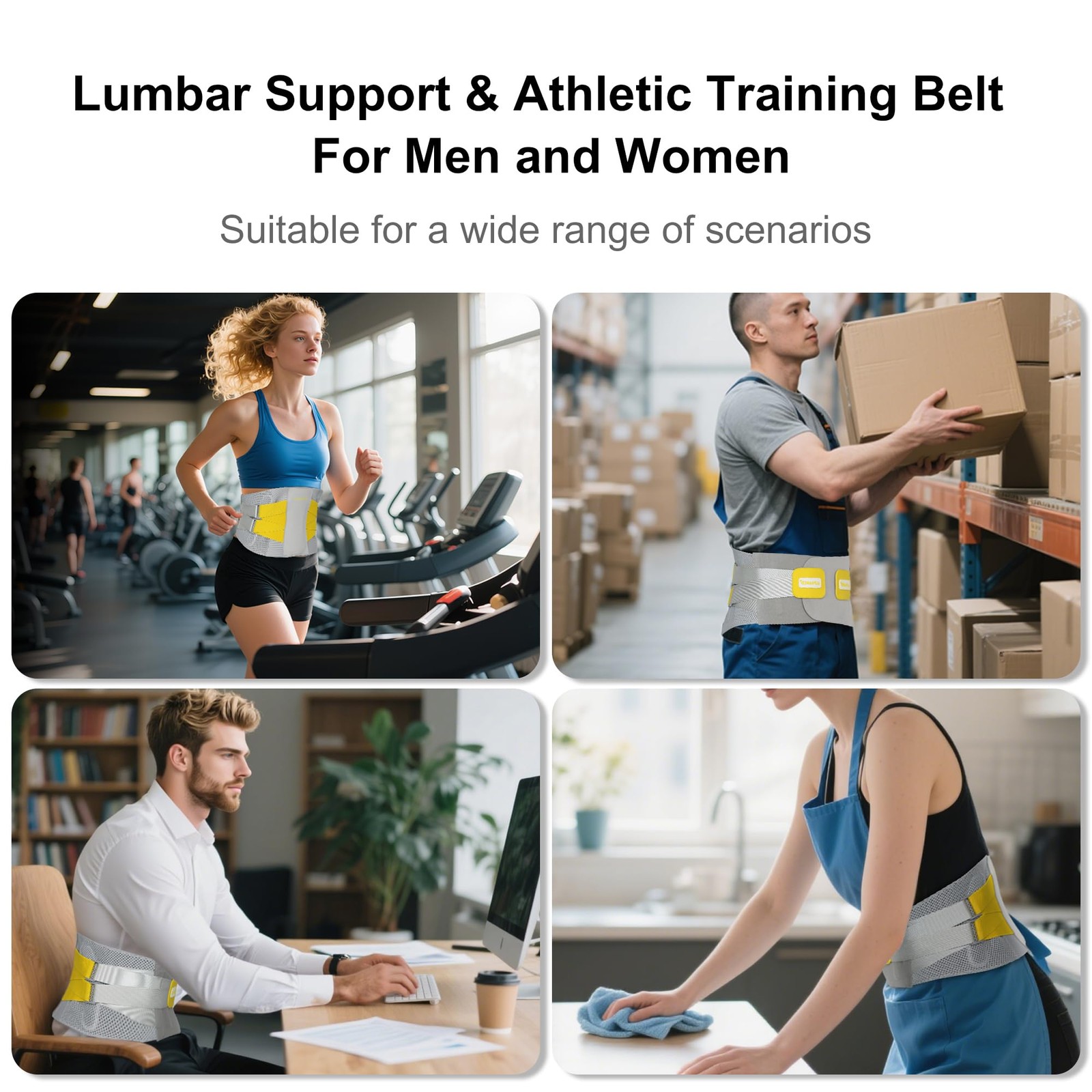 Yowkee Back Support Brace for Medium (Waist: 29.53~33.46inch), Grey