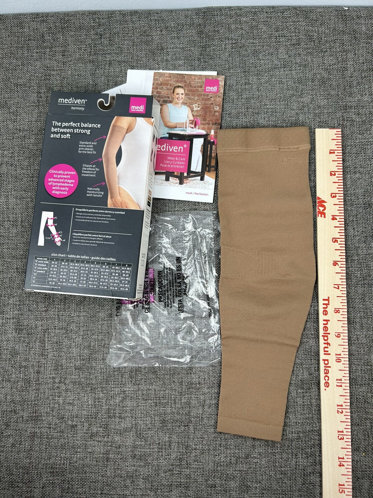 Medi Mediven Harmony Compression Arm Sleeve 2Y01702, 20-30 mmHg Size II Caramel