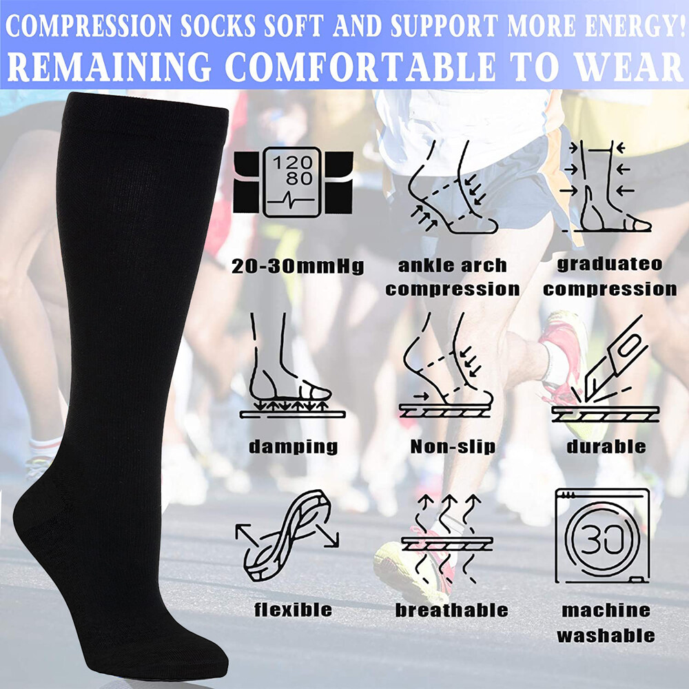 2-PAIR Anti-Fatigue Compression Socks Varicose Vein Stocking for Men & Women US